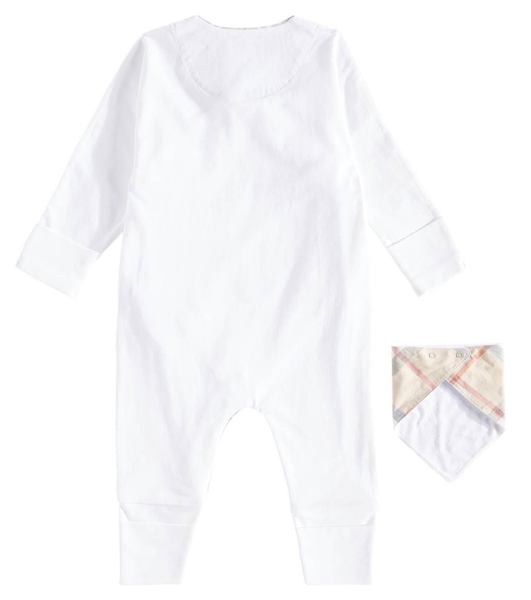 Baby - Jumpsuit corta e bavaglino in cotone | Burberry Kids
