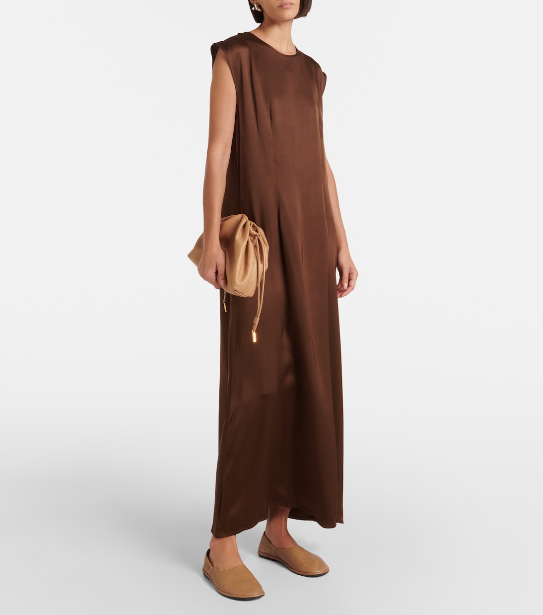 Robe longue Rose en satin de soie | Asceno