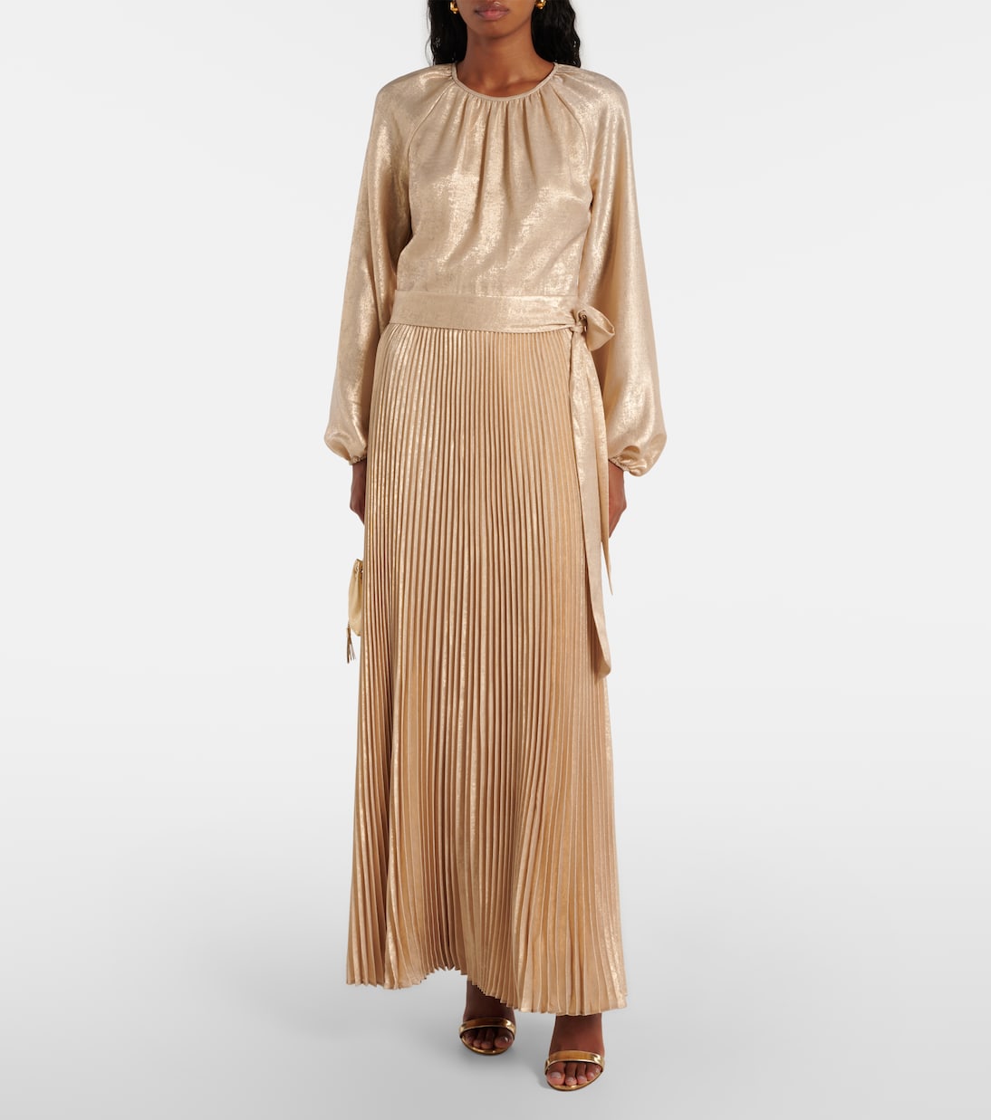 Varenya pleated satin midi dress | Simkhai