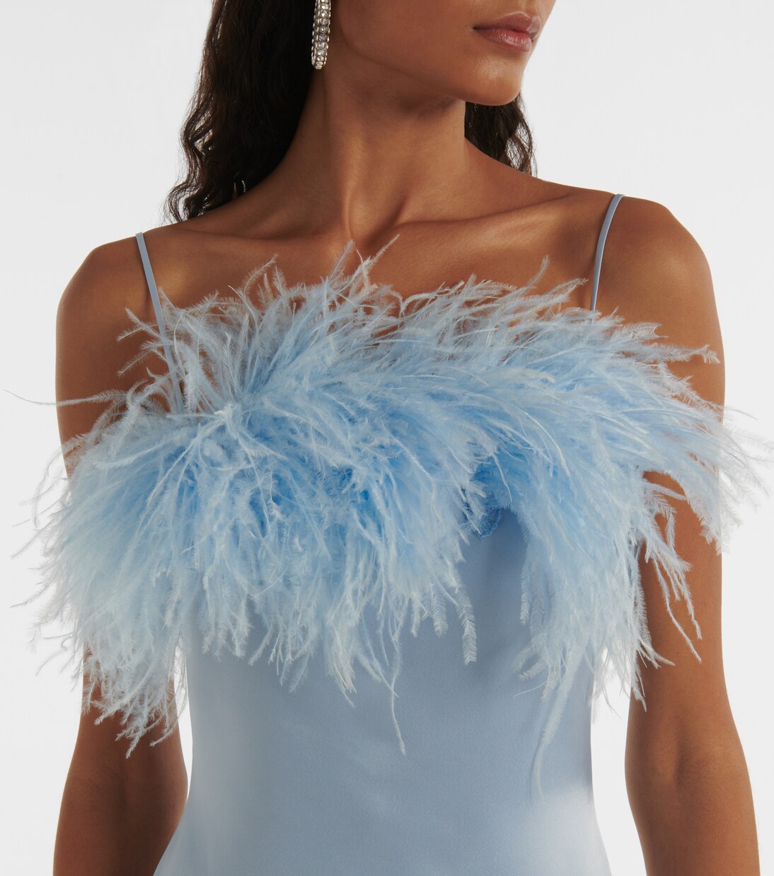 Robe asymétrique en satin à plumes | David Koma