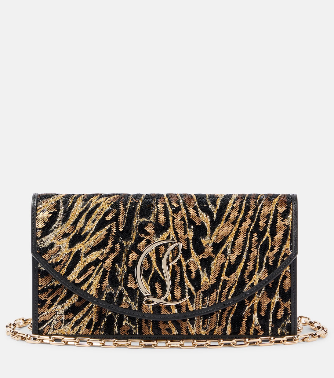 Loubi54 leopard-print crêpe satin clutch | Christian Louboutin