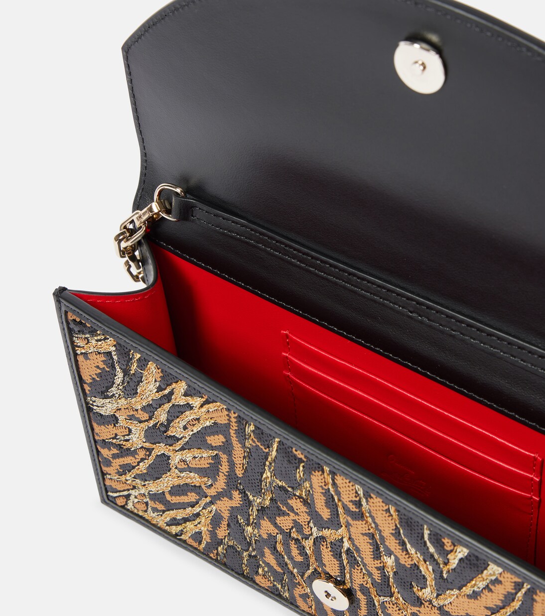Loubi54 leopard-print crêpe satin clutch | Christian Louboutin
