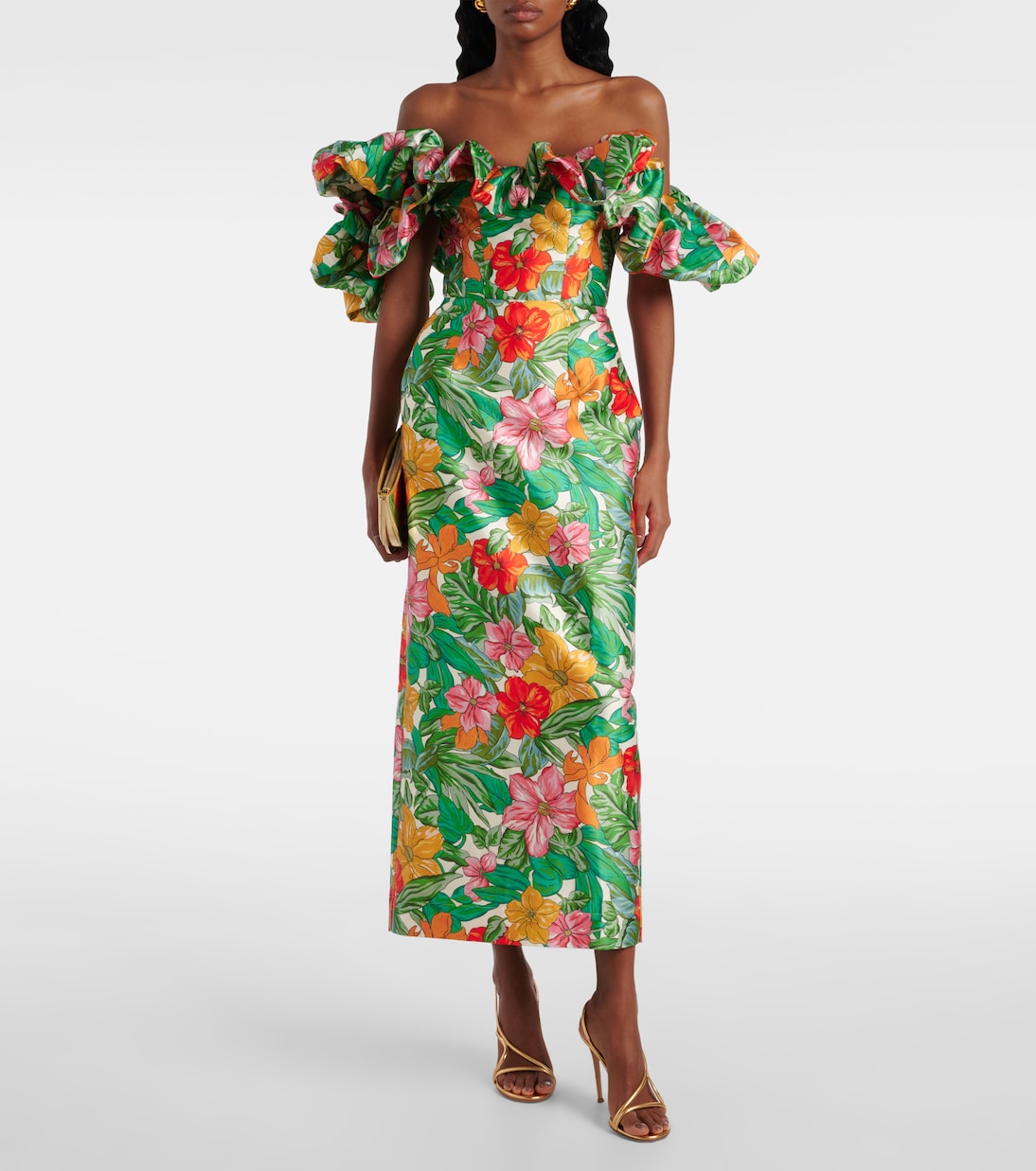 Printed off-shoulder maxi dress | Alémais