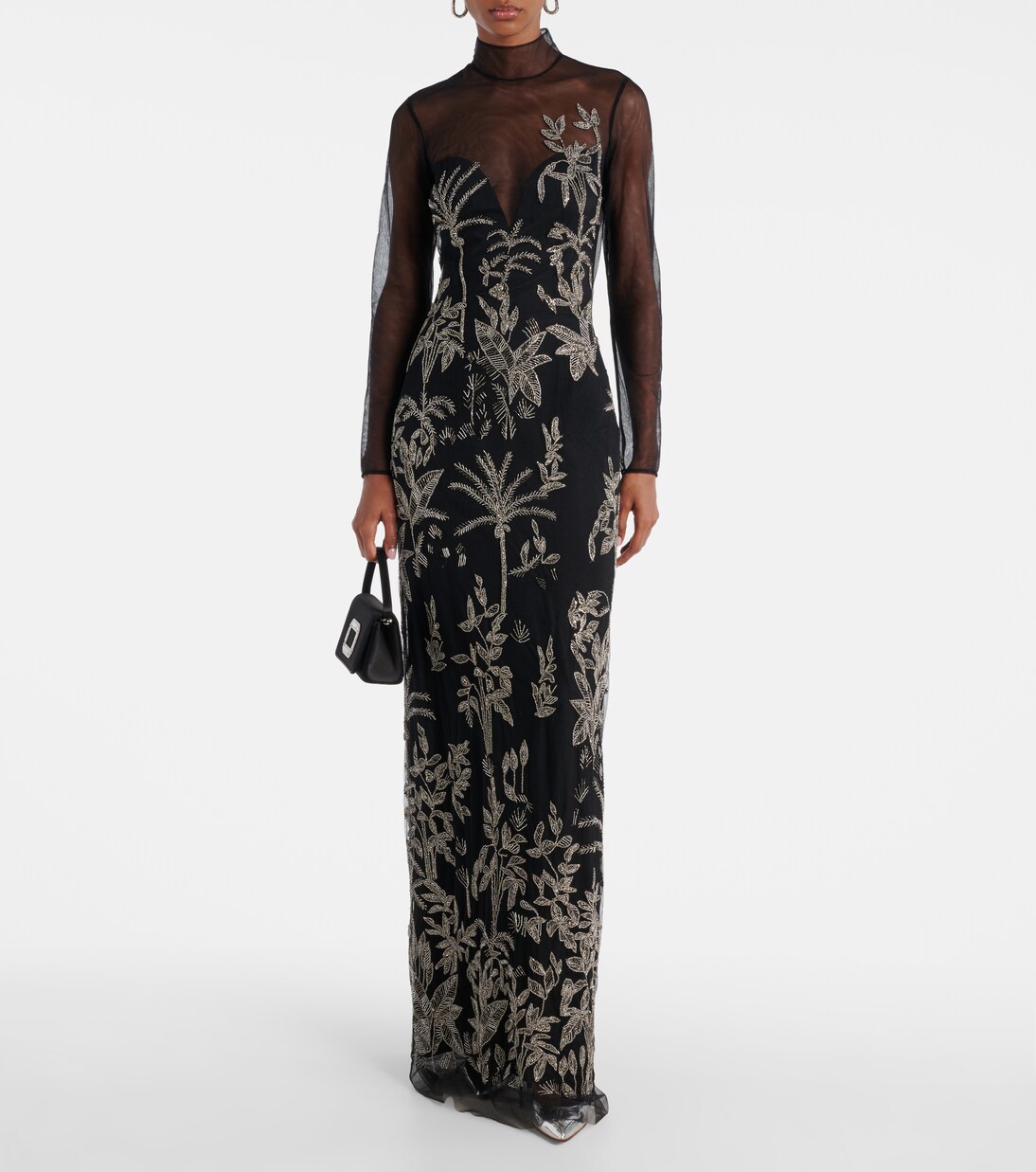 Marcella beaded open-back tulle gown | Costarellos