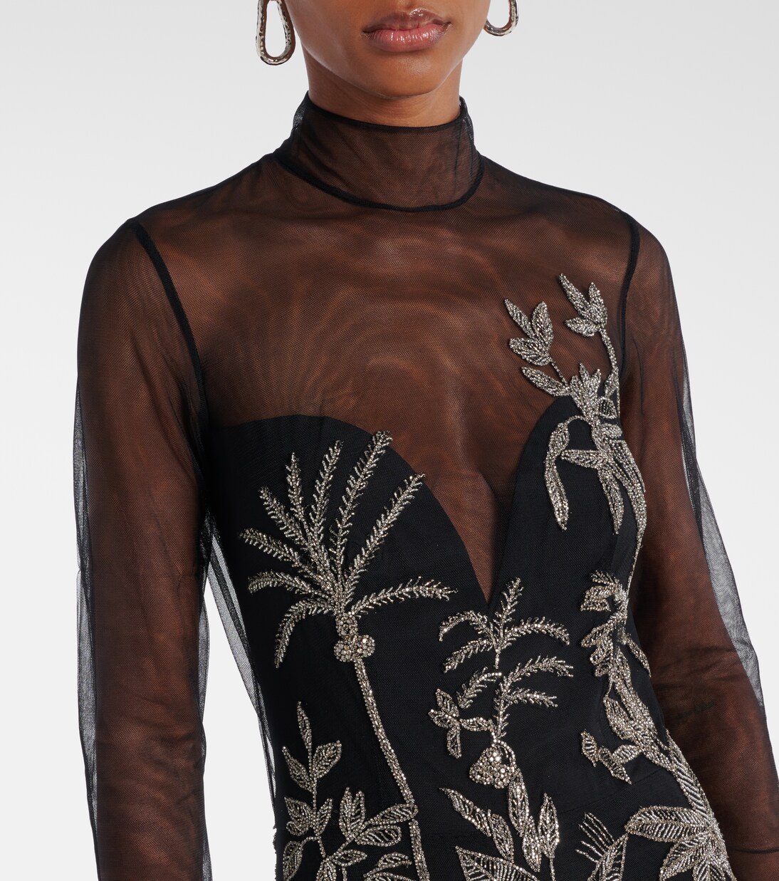 Marcella beaded open-back tulle gown | Costarellos