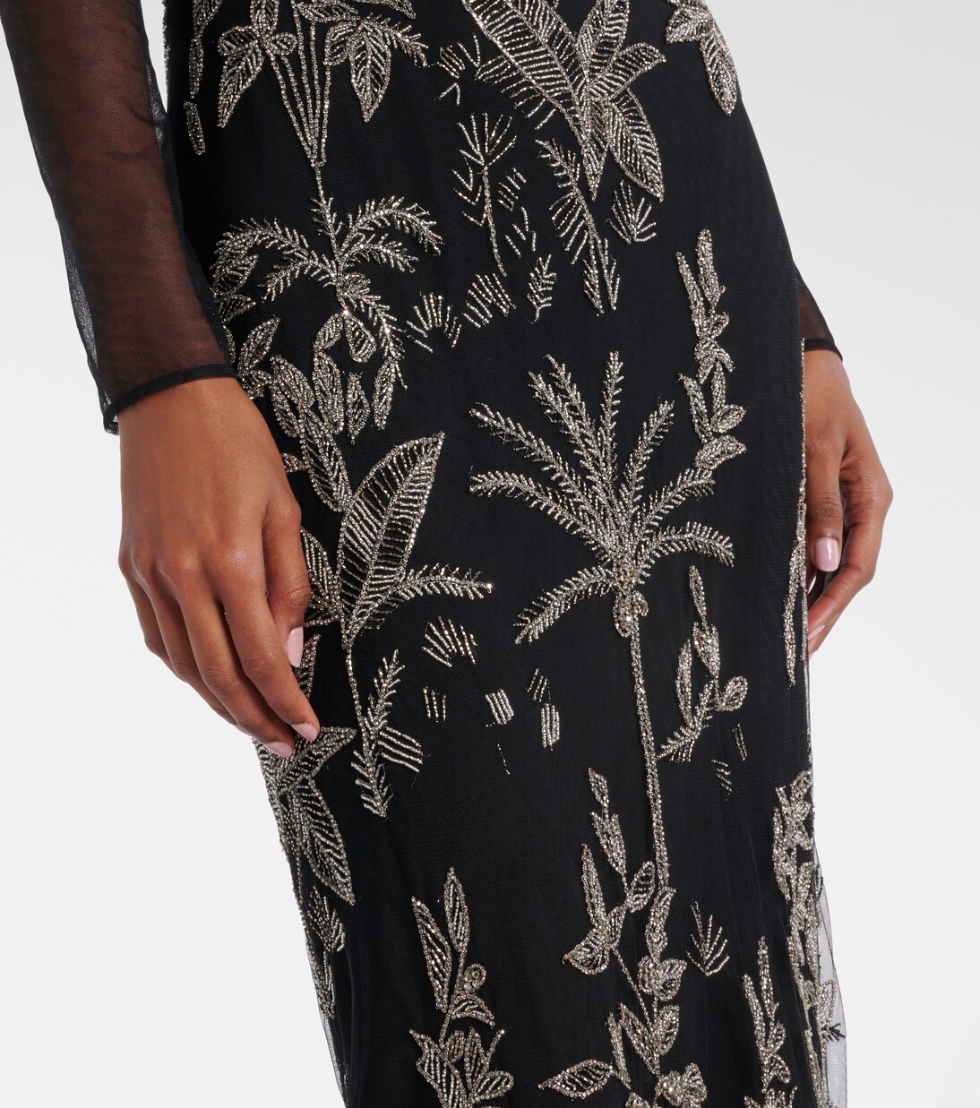 Marcella beaded open-back tulle gown | Costarellos