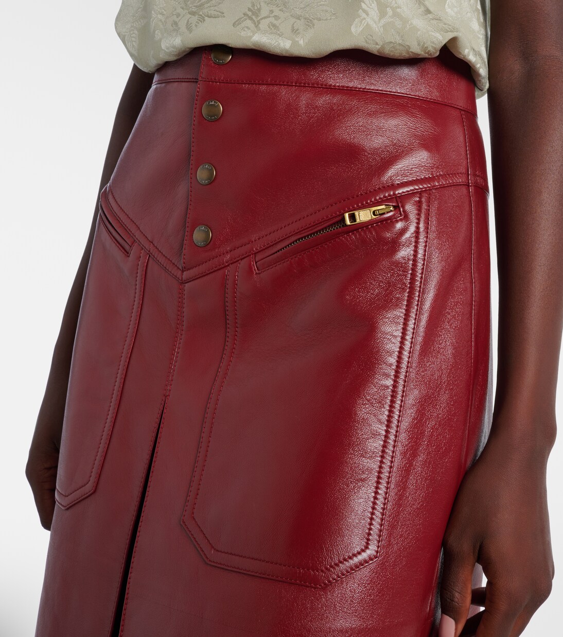 Jupe midi en cuir | Chloé