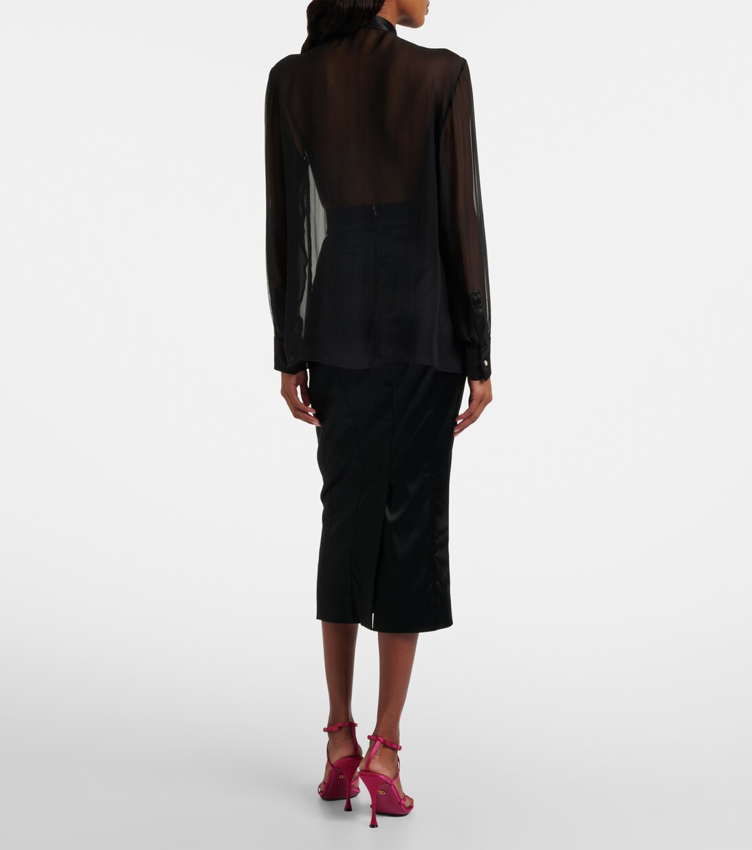 Floral-appliqué sheer silk blouse | Dolce&Gabbana