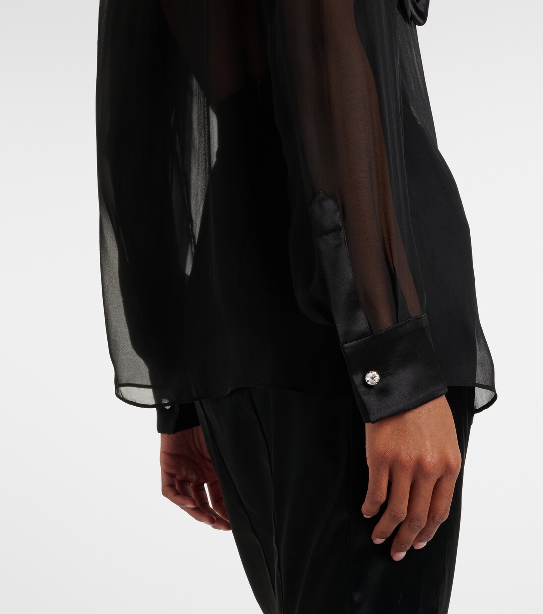 Floral-appliqué sheer silk blouse | Dolce&Gabbana