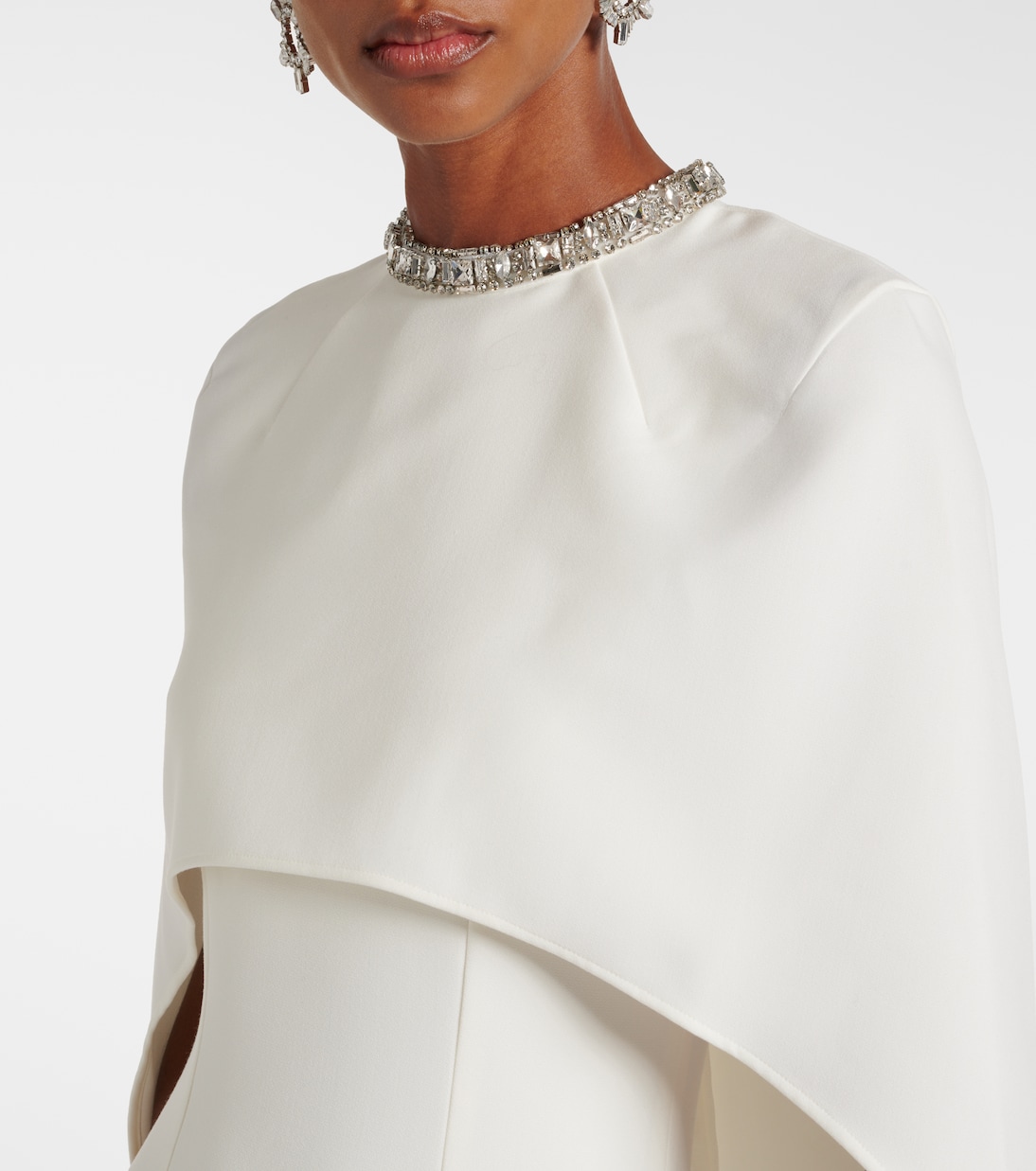 Caped crystal-embellished crêpe midi dress | Roland Mouret