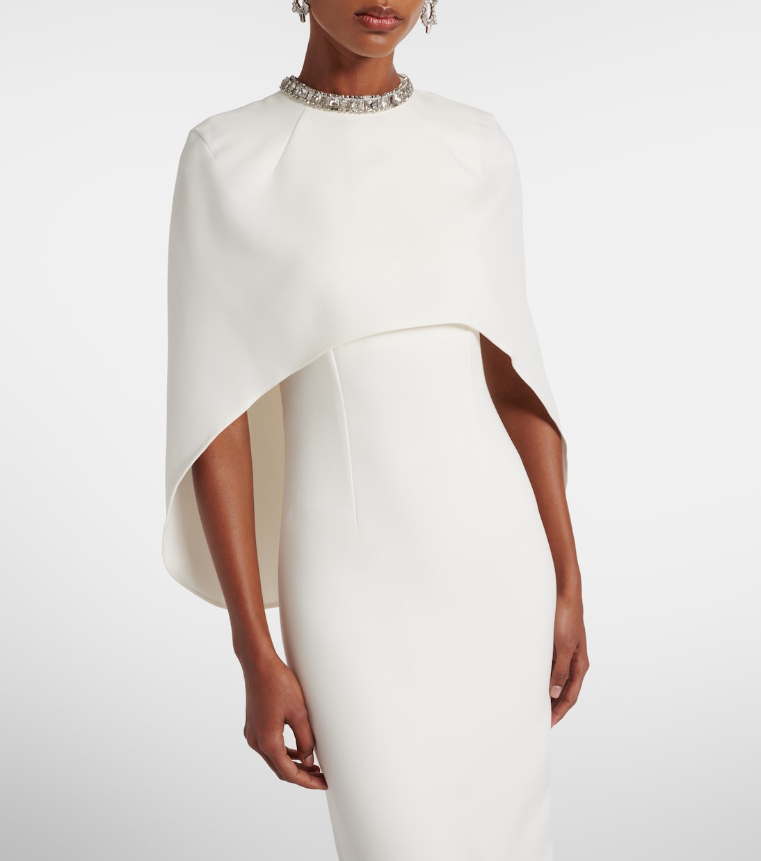 Caped crystal-embellished crêpe midi dress | Roland Mouret