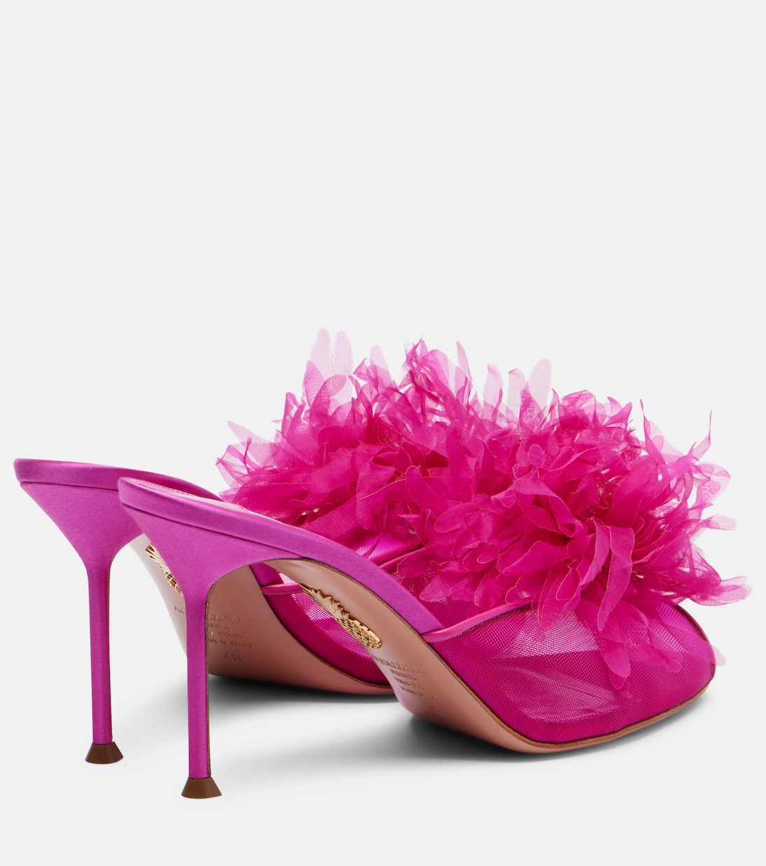 Poème floral-appliqué mesh mules | Aquazzura