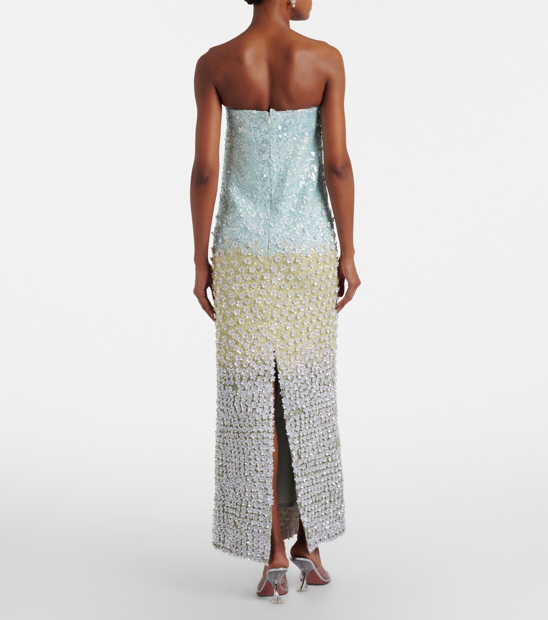 Embellished silk bustier dress | Là Fuori