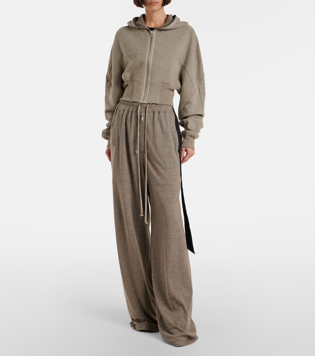 Cropped cotton-blend jersey hoodie | Rick Owens