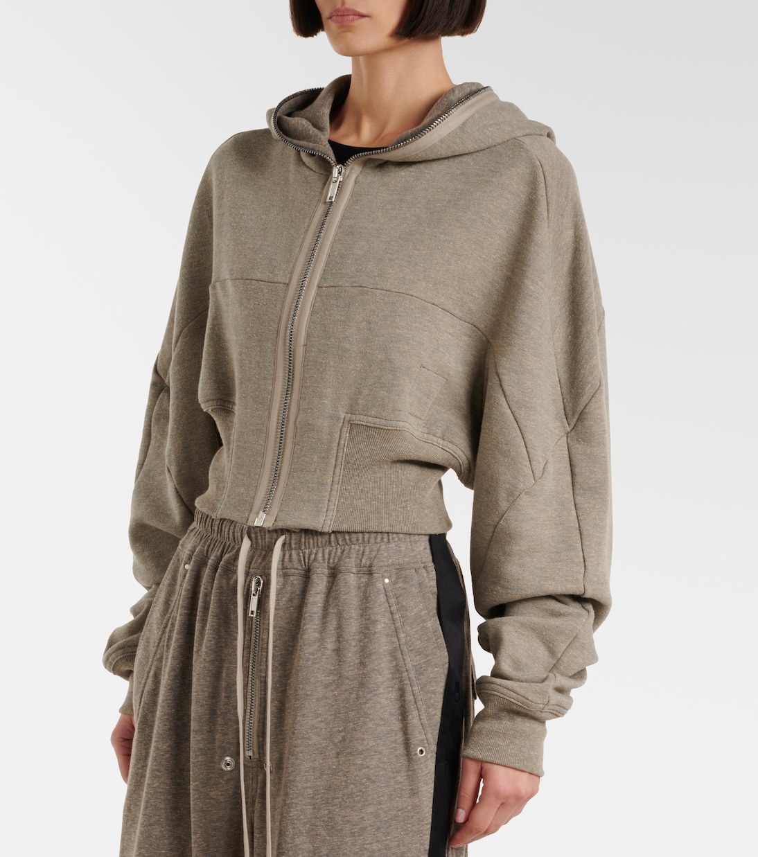 Cropped cotton-blend jersey hoodie | Rick Owens