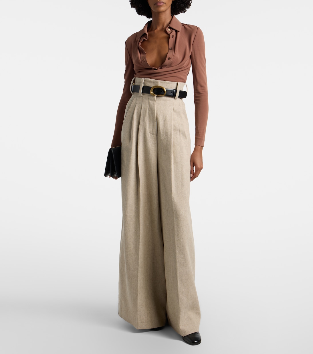 Linen and cotton canvas wide-leg pants | Elie Saab