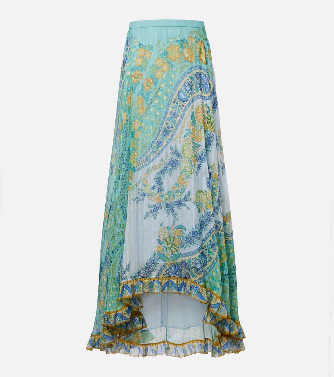 Floral asymmetric silk midi skirt | Etro