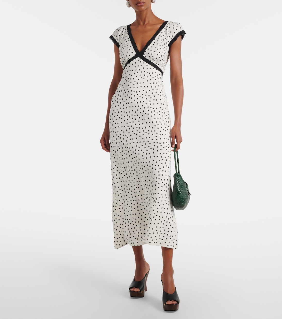 Iggy polka-dot linen-blend maxi dress | Rixo