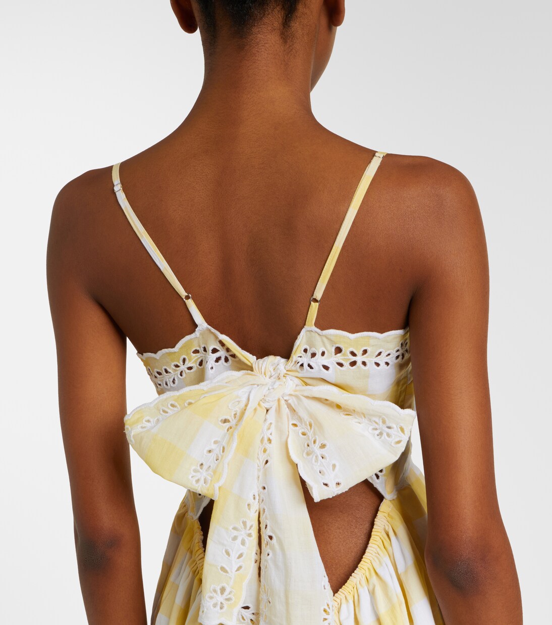 Robe midi en coton à carreaux et broderie | Juliet Dunn