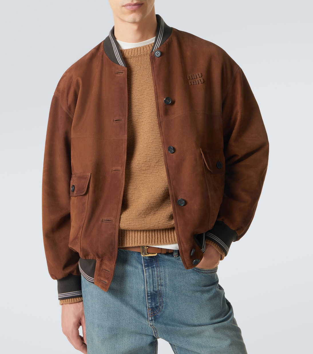 Suede bomber jacket | Miu Miu