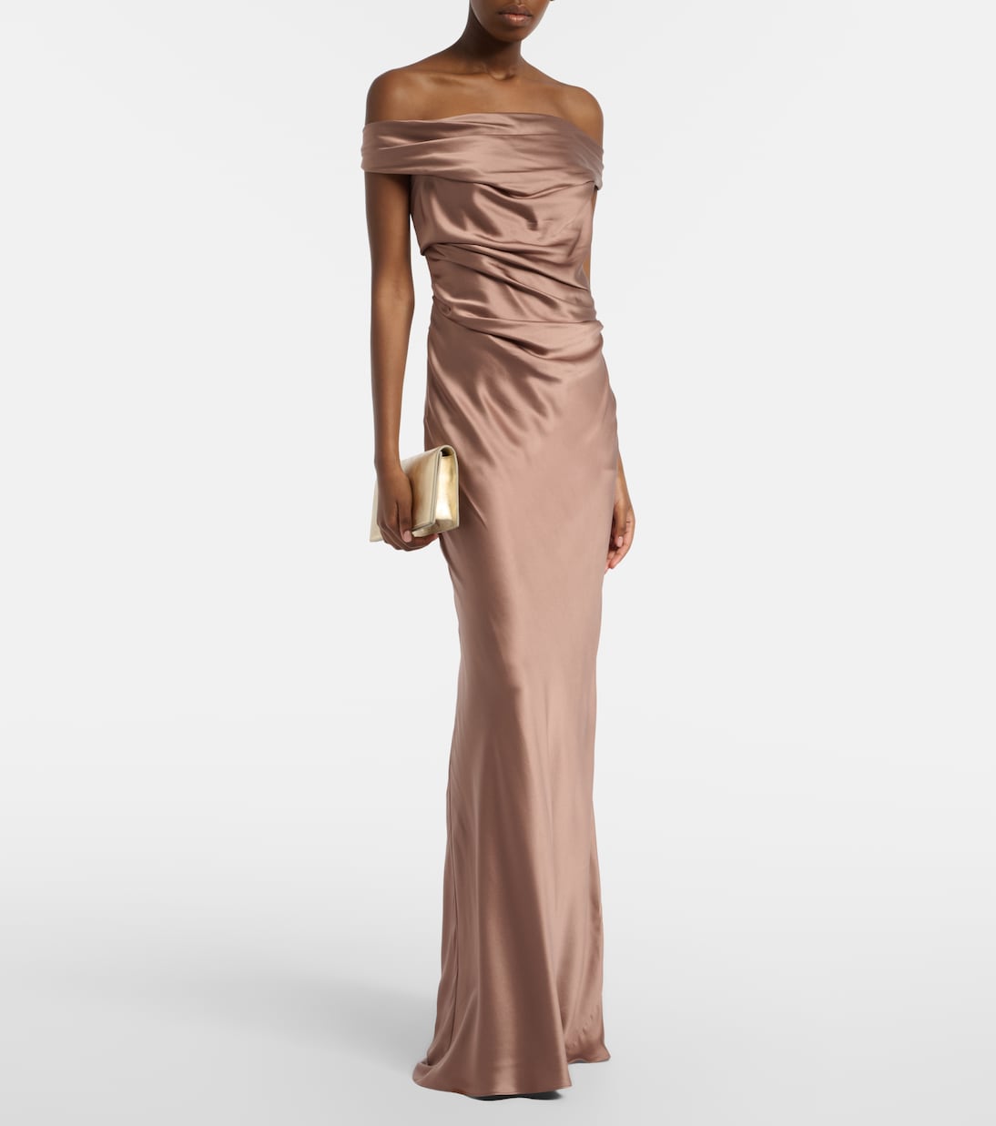 Bardot off-shoulder silk charmeuse gown | The Sei