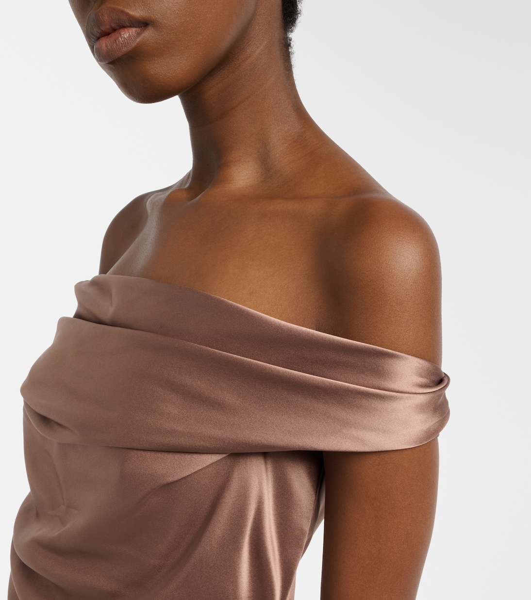 Bardot off-shoulder silk charmeuse gown | The Sei