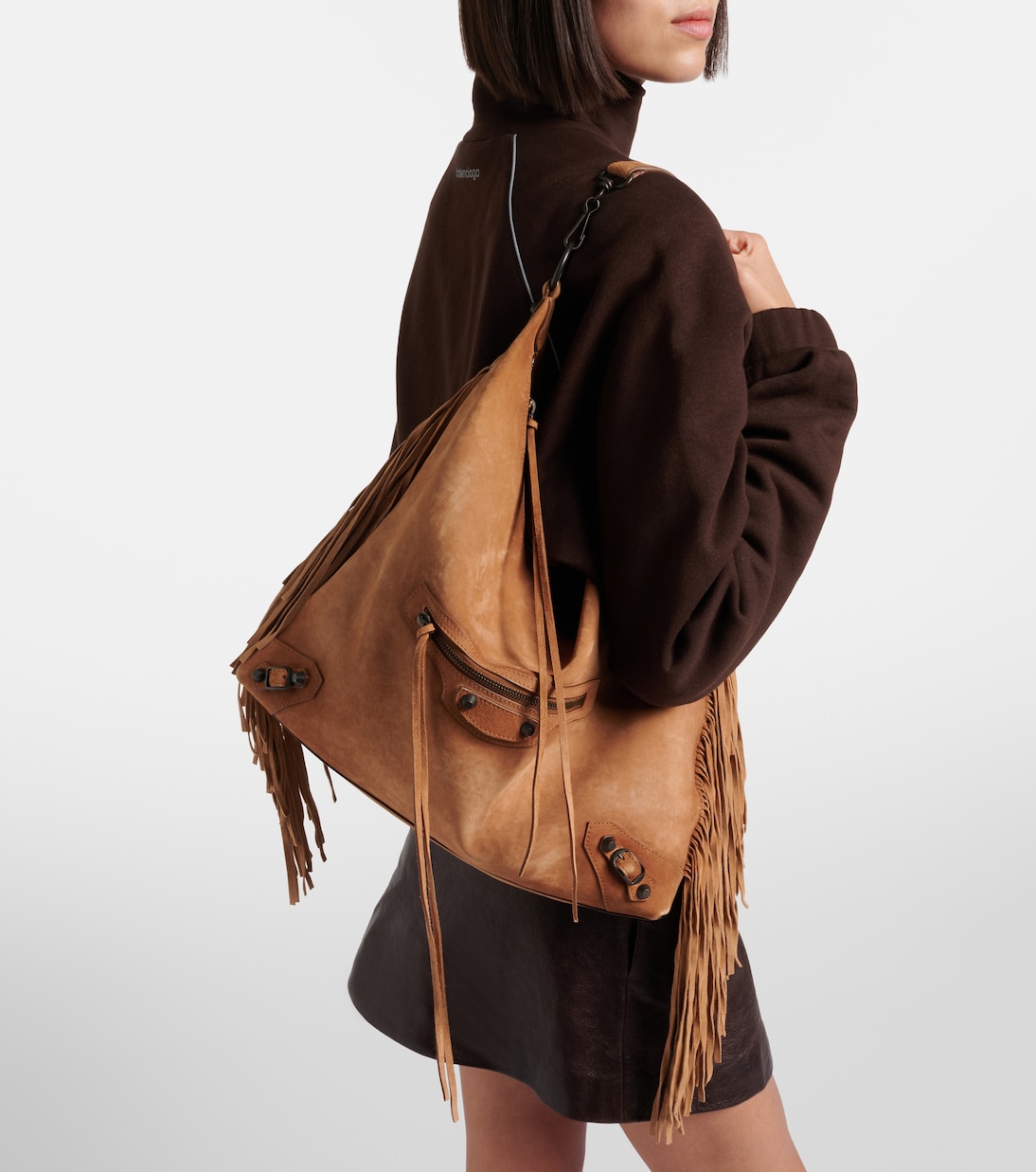 Le City Medium suede shoulder bag | Balenciaga