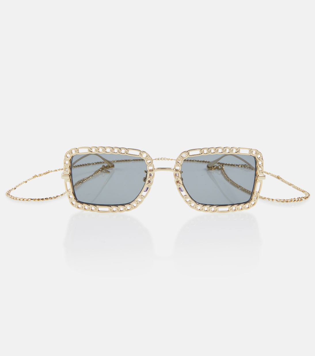 Eckige Sonnenbrille mit Kette | Gucci