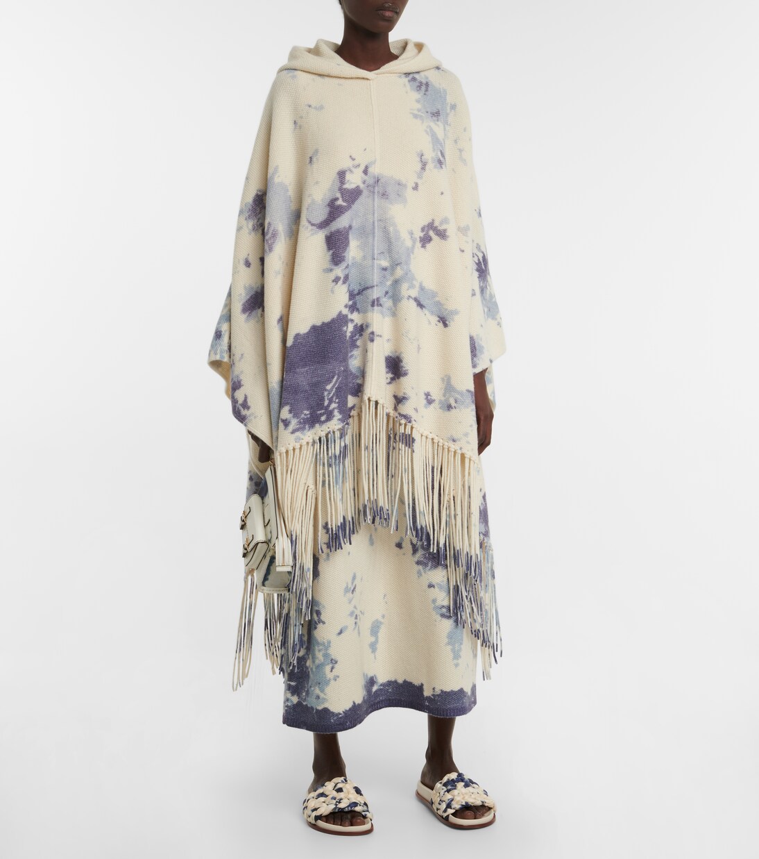 Poncho de cachemir tie-dye con capucha | Chloé