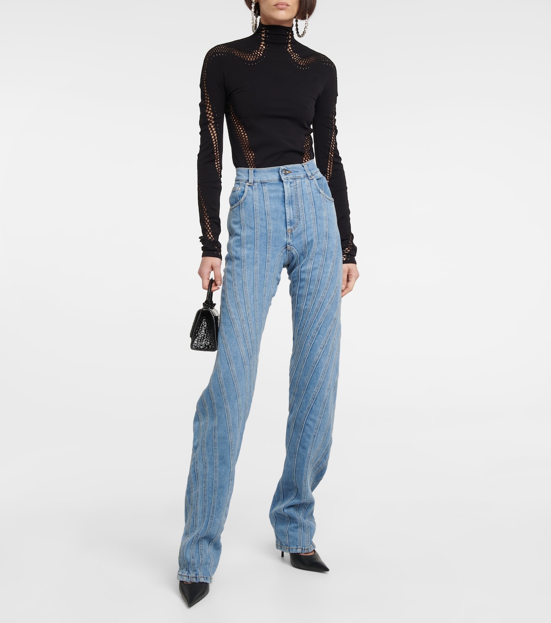Open-knit high-neck mesh top | Mugler