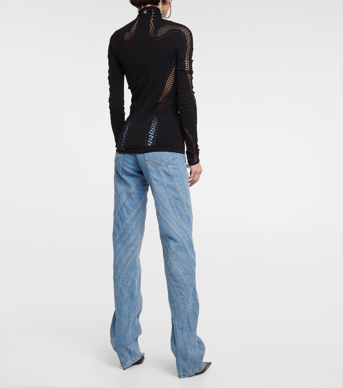 Open-knit high-neck mesh top | Mugler