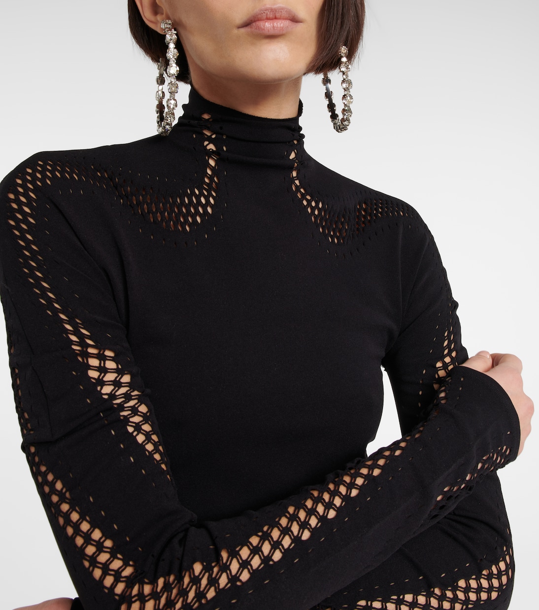 Open-knit high-neck mesh top | Mugler