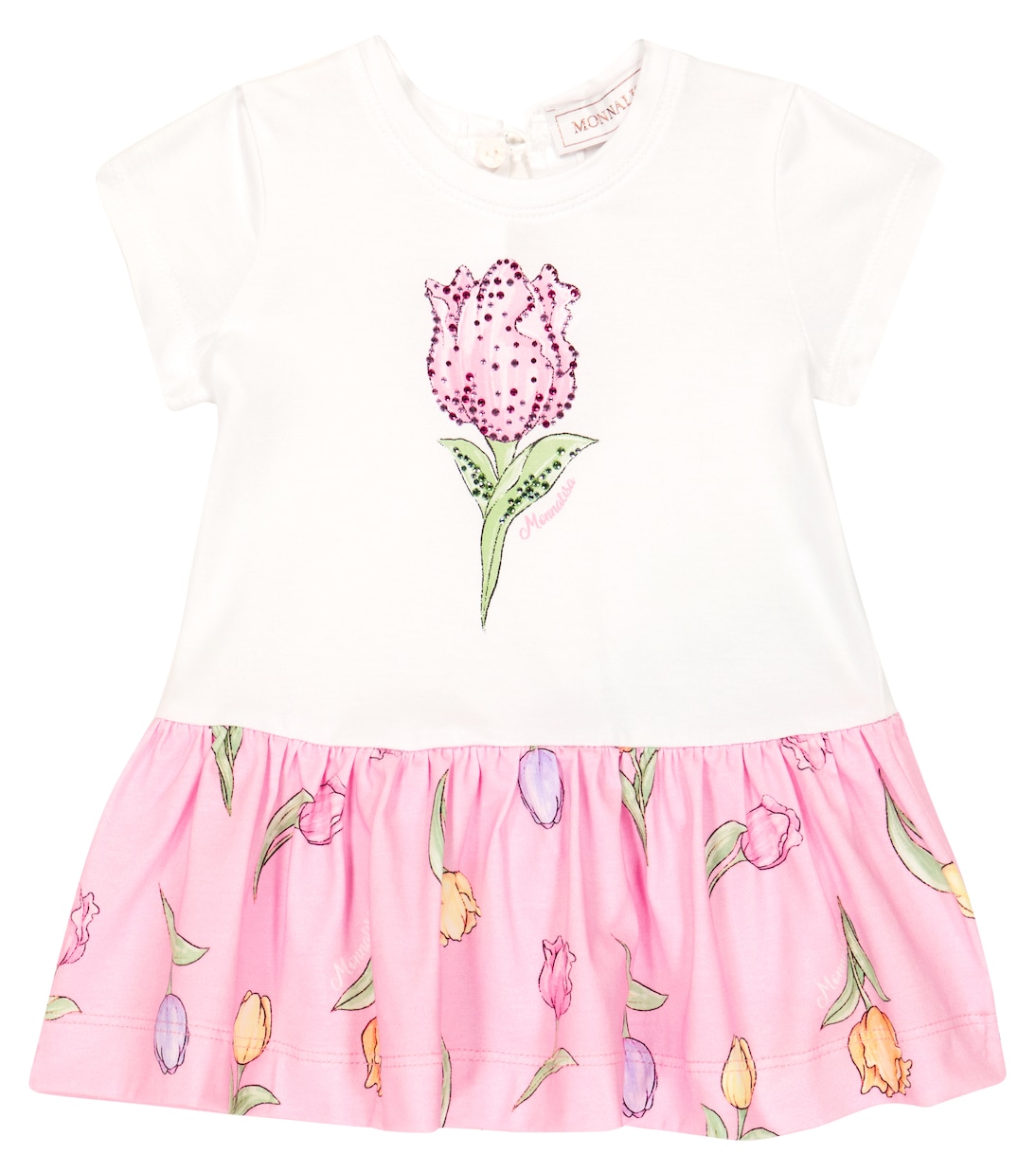 Baby embellished floral cotton-blend dress | Monnalisa