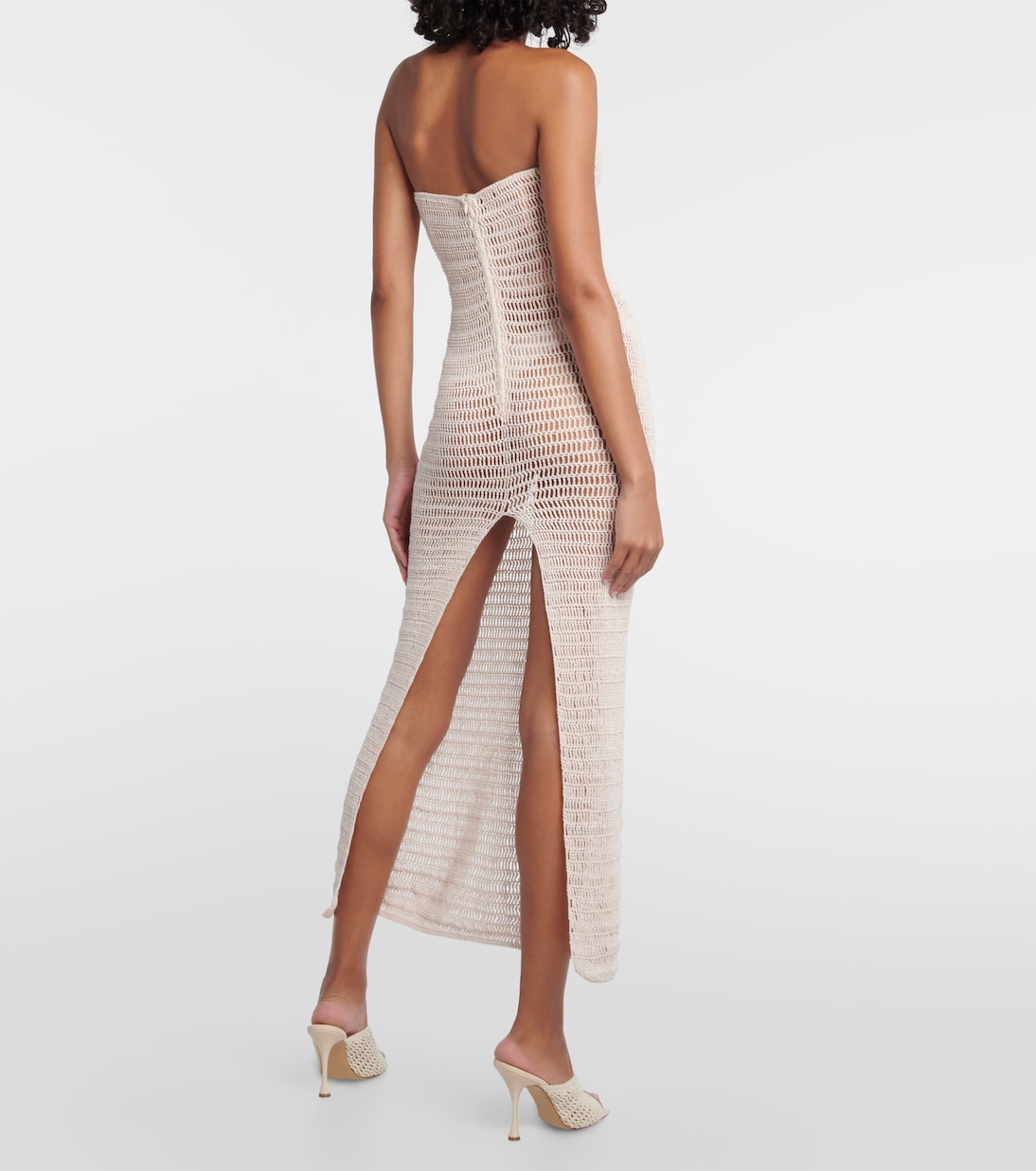 Robe midi en crochet de coton et lin mélangés | Magda Butrym