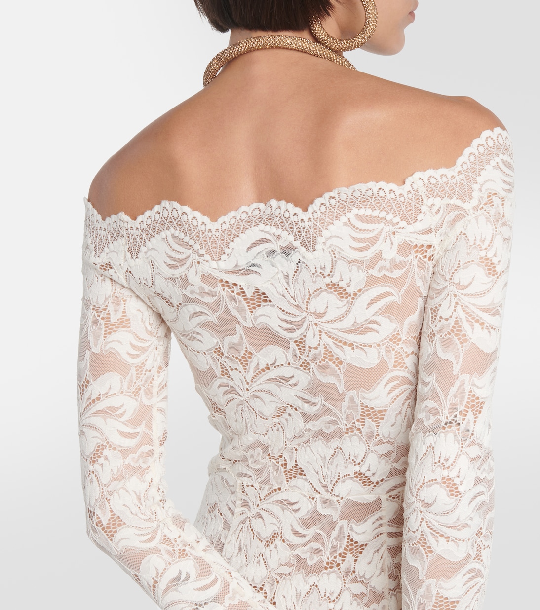 Off-shoulder lace maxi dress | Rabanne