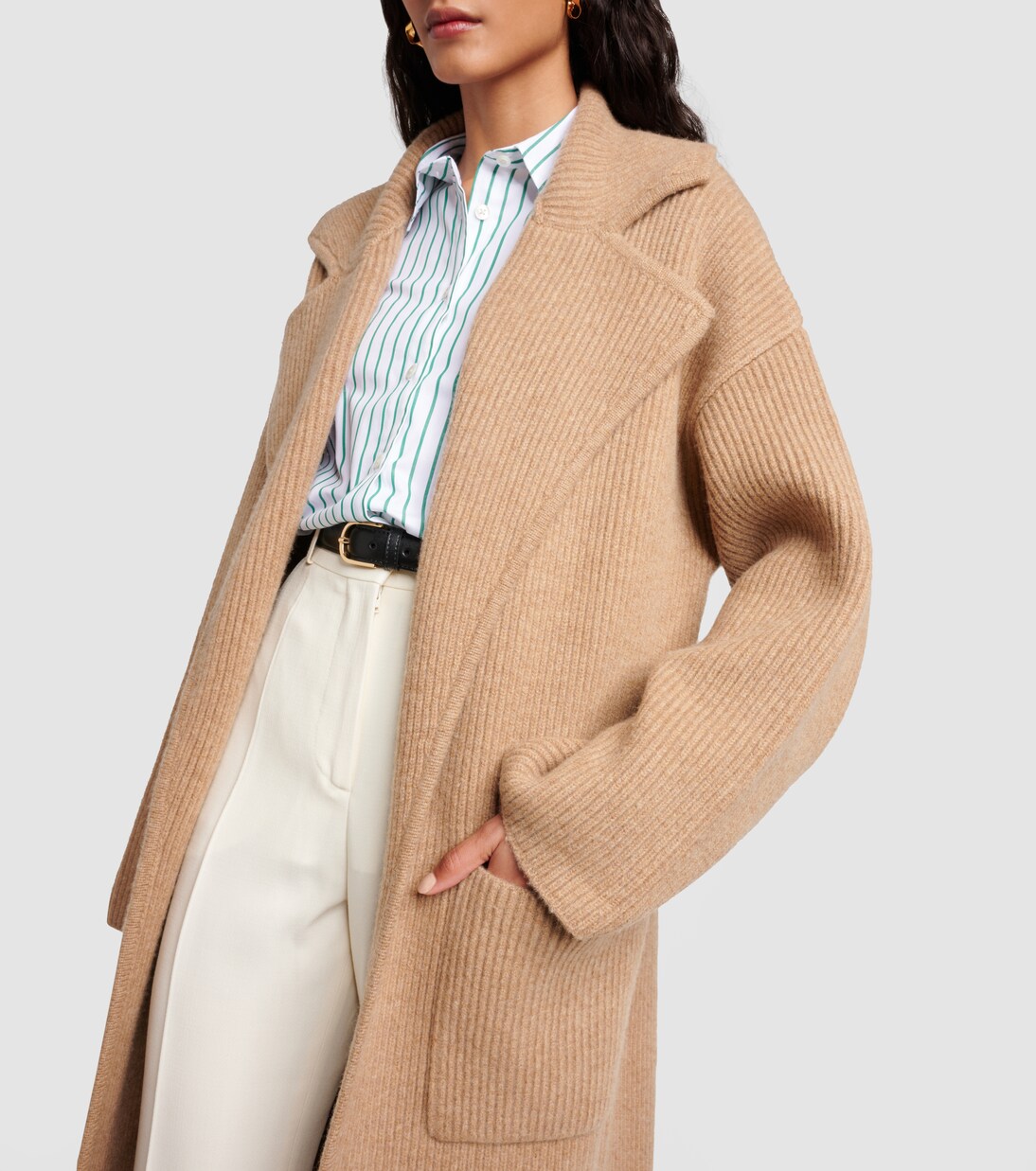Ribbed-knit wool-blend coat | Toteme