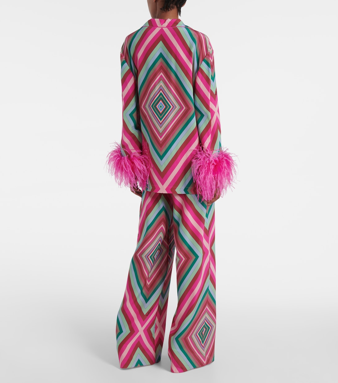 Top Rhombus 75 aus Crêpe de Chine mit Federn | Valentino