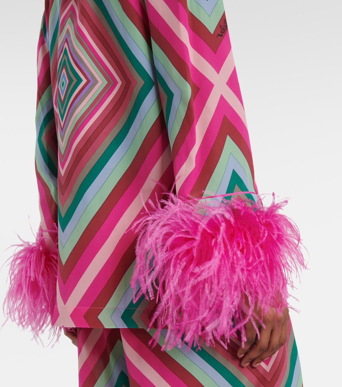 Top Rhombus 75 aus Crêpe de Chine mit Federn | Valentino