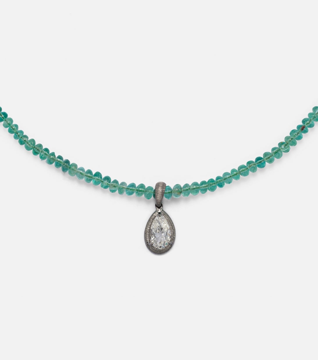 18kt gold necklace with emerald and diamonds | Kamyen