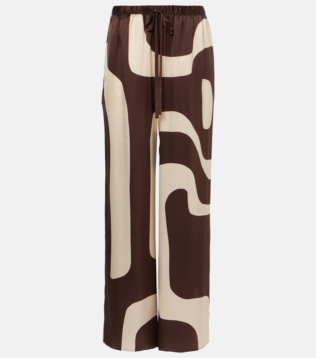 Pantalon droit imprimé en satin de soie | SIR