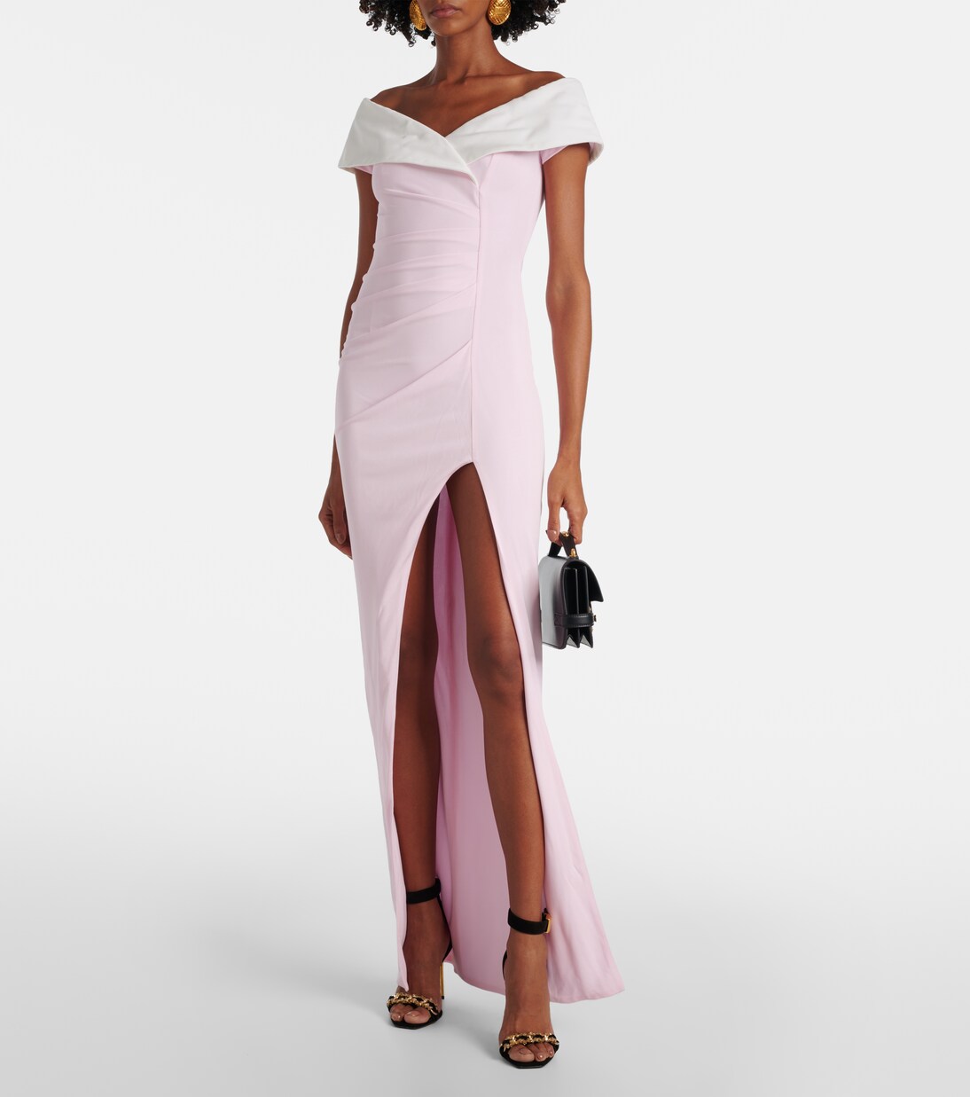 Robe longue à encolure bardot | Balmain