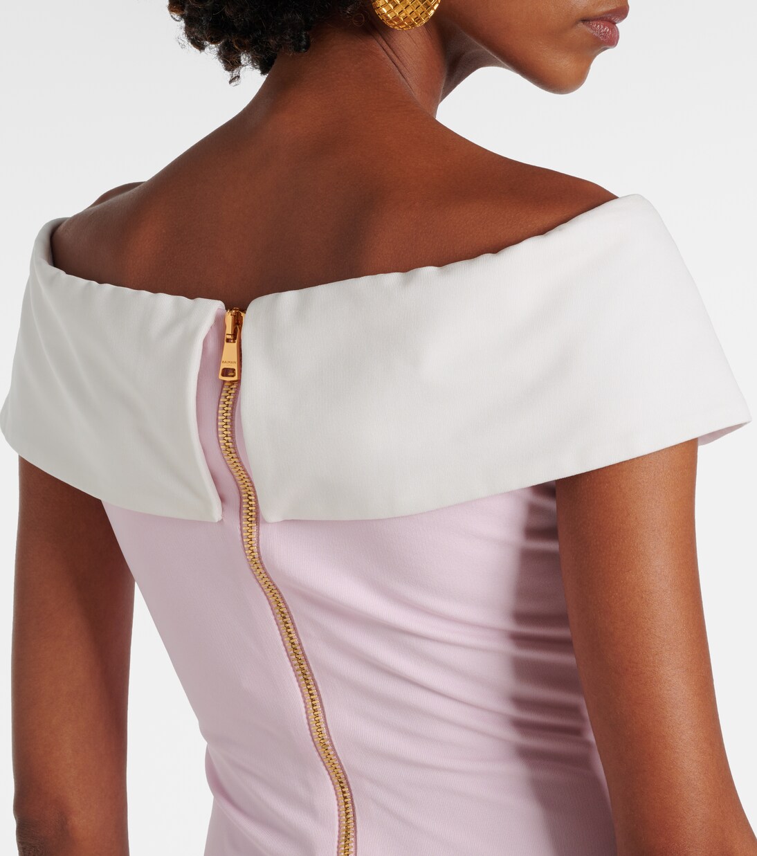 Robe longue à encolure bardot | Balmain