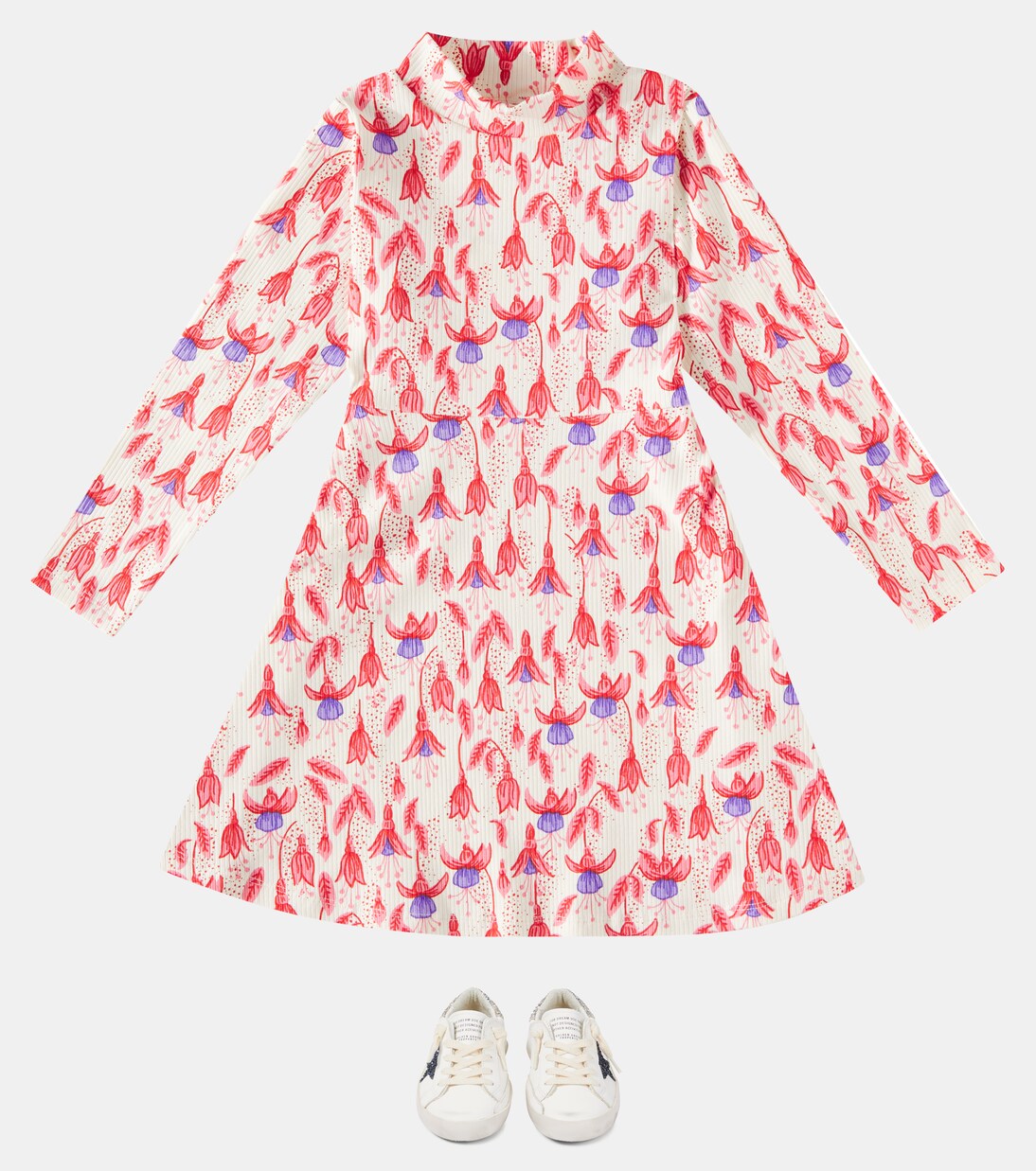 Fuchsia cotton-blend dress | Mini Rodini