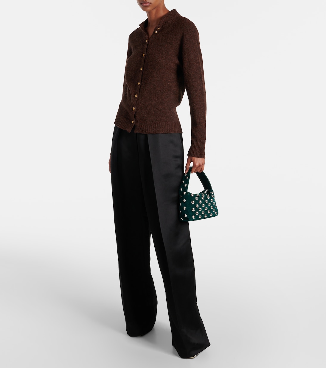 Borsa Elena Small in suede con borchie | Khaite