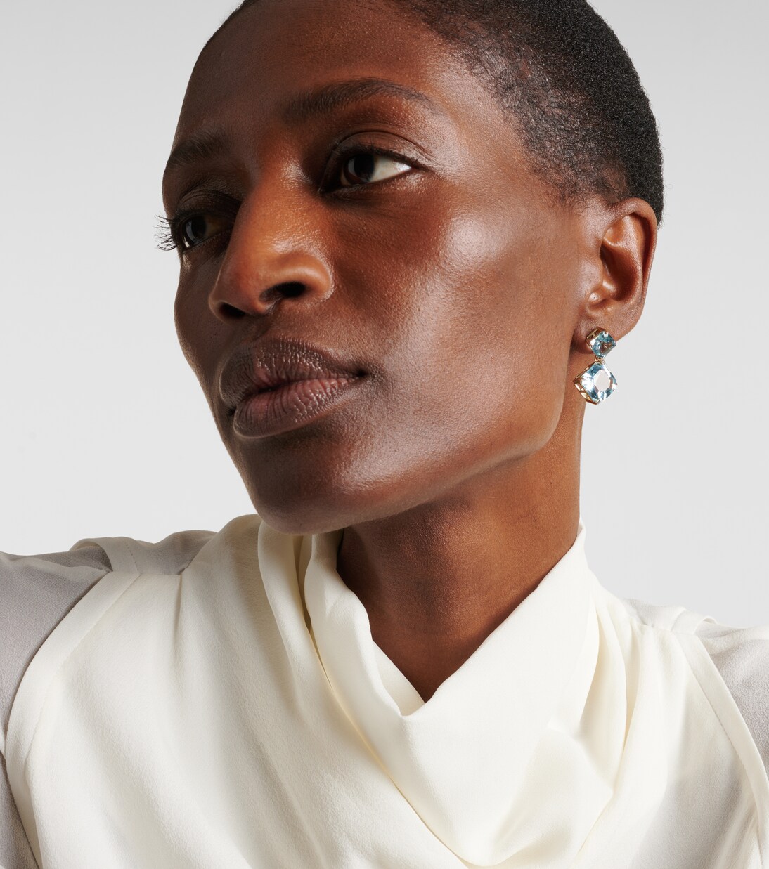 14kt gold drop earrings with topazes | Mateo