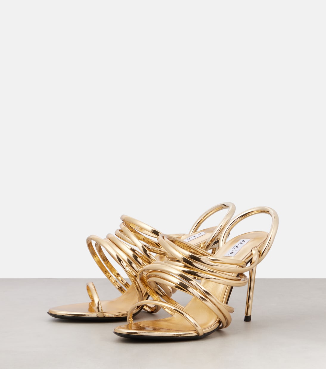 Spiral 90 metallic leather sandals | Alaïa
