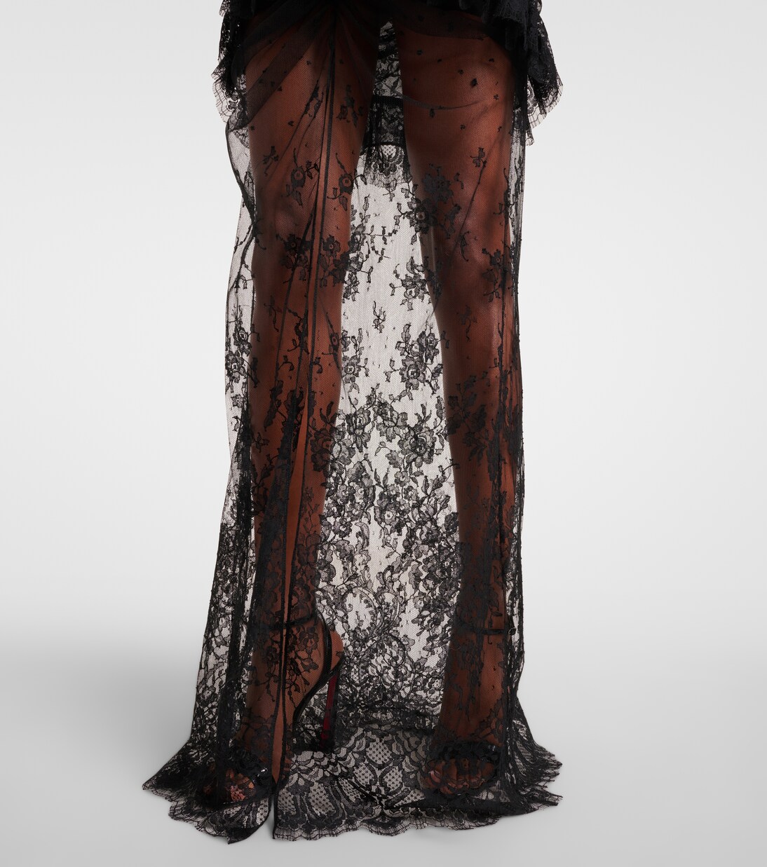 Robe longue en coton mélangé à dentelle | Alessandra Rich