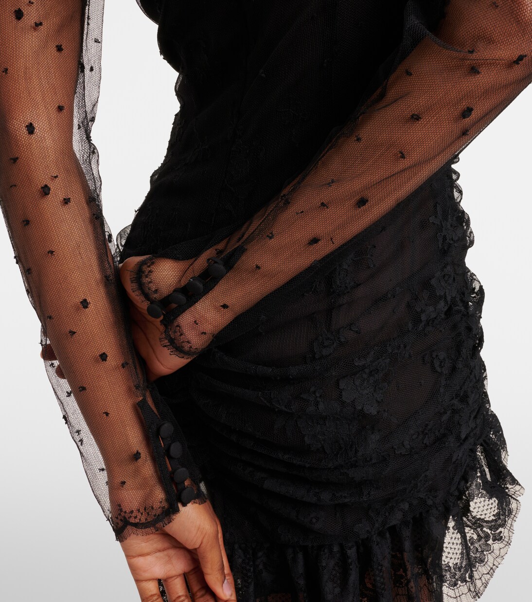 Robe longue en coton mélangé à dentelle | Alessandra Rich