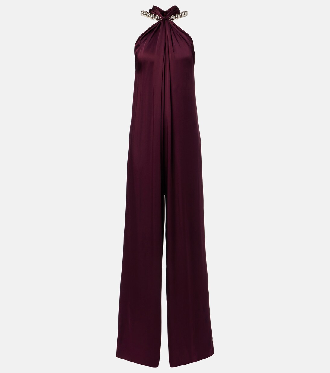 Embellished halterneck satin jumpsuit | Stella McCartney