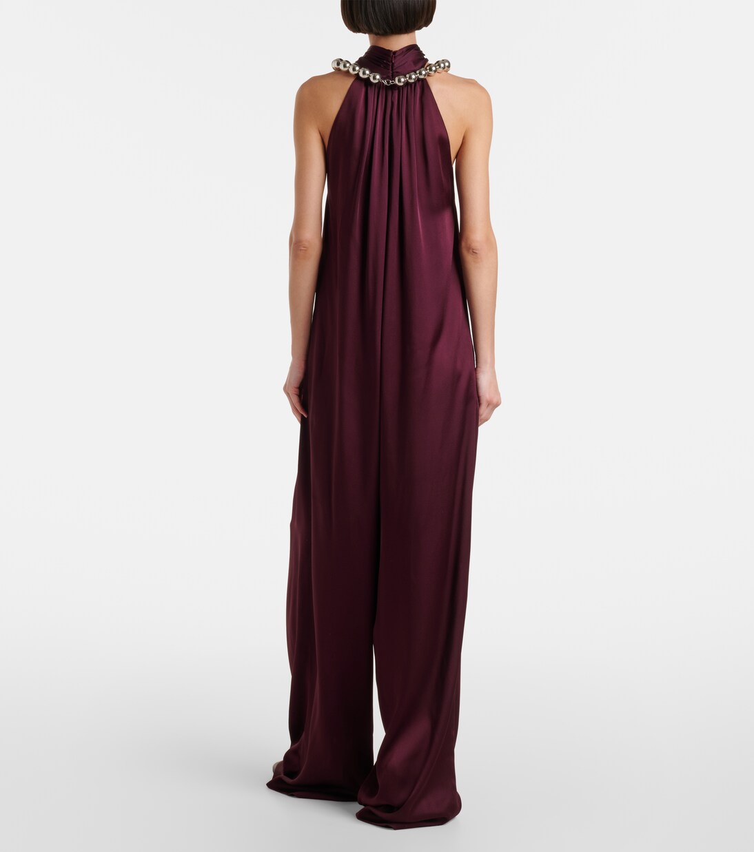 Embellished halterneck satin jumpsuit | Stella McCartney